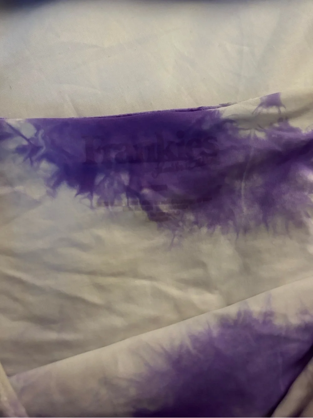 Frankie's Bikinis Purple and White Tie-Dye Velvet Bikini